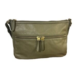 FOSSIL Leather Crossbody Shoulder Handbag Olive Green Elise Pebbled
